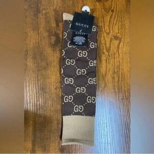 Luxury Brown & Tan Gucci Knee High Socks